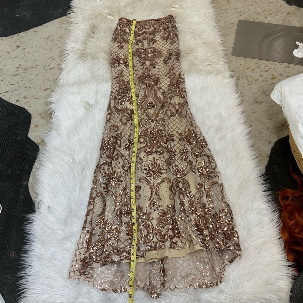 NEW MORILEE  Style# 45038 gold two pieces sequins gown maxi dress 0 - Picture 12 of 13